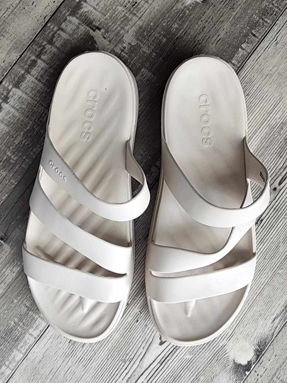 CROCS Women's Triple-Strap Slide Sandals in White